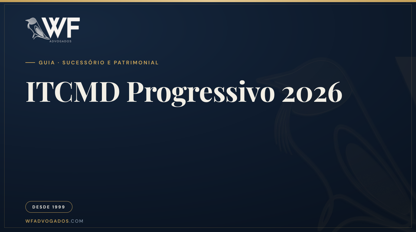 Capa do artigo 'ITCMD Progressivo em 2026' — WF Advogados.